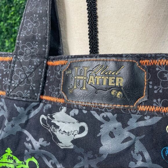 Mad Hatter Denim Graphic Tote Bag - Picture 2 of 7